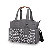 [ZhiRuiqidian] おむつバッグ トートバッグ、大容量 多機能 防水 旅行マザーズバッグ メッセンジャーバッグ おしゃぶりホルダー付き 男女兼用 (グレー)