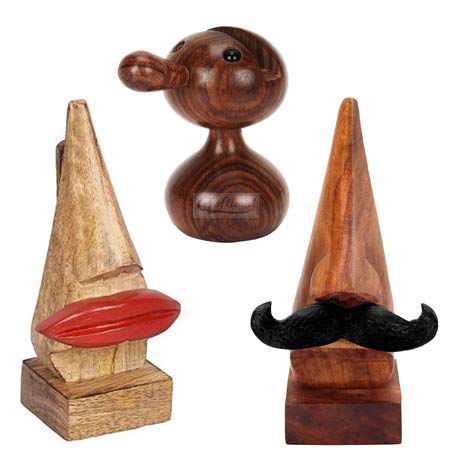 Image of Craftland Wood Spectacle Stands (Brown, 2.3 x 2.3 x 6 Inches) - 3 Pieces