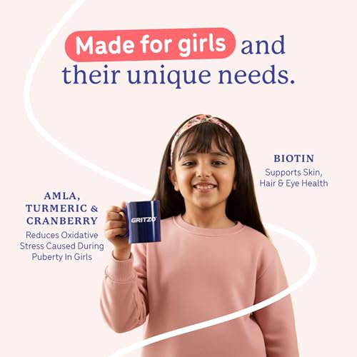 Image of Gritzo SuperMilk Growth+ (7-9y Girl), Strawberry Swirl, 400g | 10g Protein with 20 Vitamins & Minerals | Zero Refined Sugar