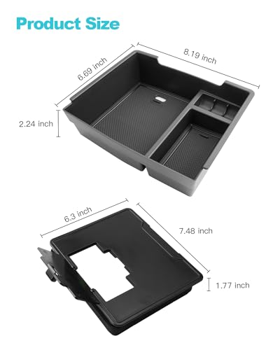 Image of CDEFG 2Pcs for 2024 2025 2026 Toyota Tacoma Center Console Organizer Tray | for Toyota 2024 2025 2026 Tacoma Accessories Middle Console Organizer Armrest Compartment Storage Box
