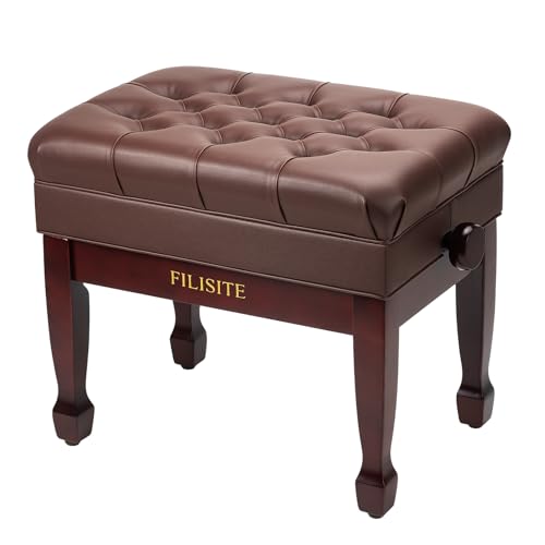Adjustable Height Solid Wood Piano Bench with Storage