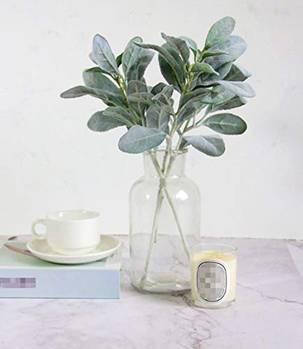 Skyseen 5Pcs Artificial Lamb's Ear Leaf Flocked Lambs Ear Leaves For Home Wedding Diy Craft Floral Arrangement #TOP1