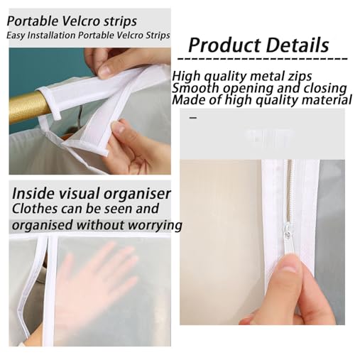 Dustproof Clothing Rack Cover Organizer Hanging Clothes Bag,Clothes Rail Cover,Garment Clothes Dustproof Clothes Rail Cover Storage Bag 50X80X903