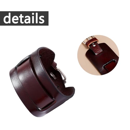 Pulsera Punk Ajustable de Cuero Marrón para Hombre y Mujer miniatura 3