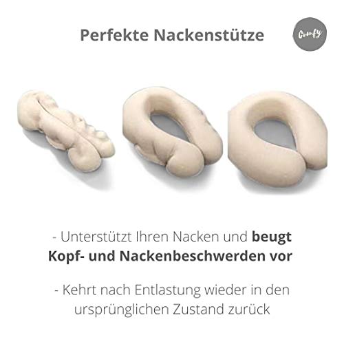 Nackenhörnchen mit Druckknopf | Nackenstütze | Nackenrolle | Reisekissen | Memory-Schaum-Füllung | waschbar - Abnehmbarer Bezug | Grau - Image 7