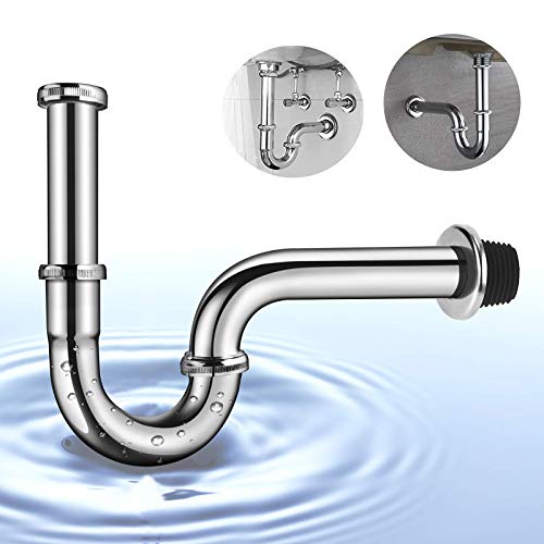 Preisvergleich Produktbild TOLIANCLE Siphon Waschbecken-Universal Waschbecken Ablaufgarnitur Kürzbar Gute Qualität Rohre Röhrensiphon Siffon für waschbecken Enthält 3 Gummidichtungen+ Abflussrohr mit Wandanschluss(Siphon)