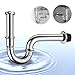 Produktbild TOLIANCLE Siphon Waschbecken-Universal Waschbecken Ablaufgarnitur Kürzbar Gute Qualität Rohre Röhrensiphon Siffon für waschbecken Enthält 3 Gummidichtungen+ Abflussrohr mit Wandanschluss(Siphon)