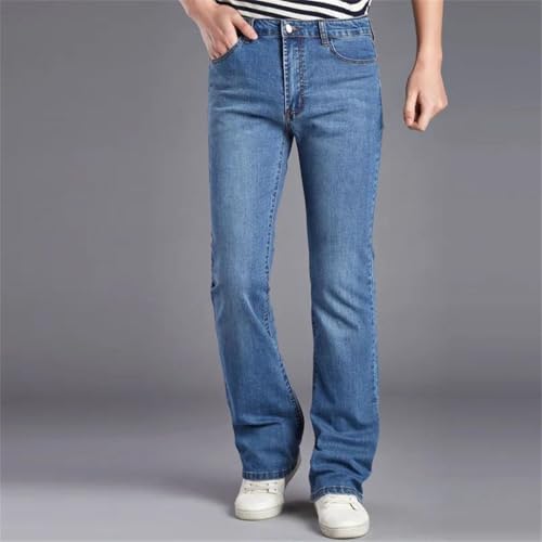 Men's Pants Bell Bottom Cargo Jeans Slim Blue Bootcut Flared Denim Jeans2