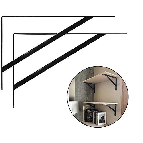 10 Pack Heavy Duty Shelf Brackets 7.8 X 4.7 Inch, Floating Shelves Black Triangle Shelf Brackets, 90 Degree Angle Wall Mounted Shelf Supporter Corner Bracket (200X120Mm) #TOP5