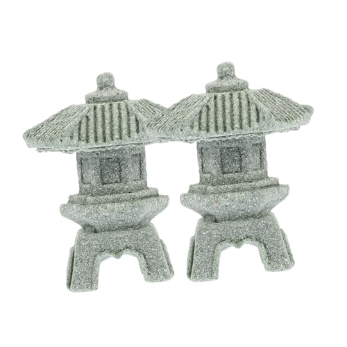 OSALADI 2 Estatuas de Pagoda Mini de Piedra Arenisca Modelo de Pagoda Japonés Pequeño para Decoración de Jardín Zen Bonsái y Acuario Accesorio Ligero para Decoración Exterior E