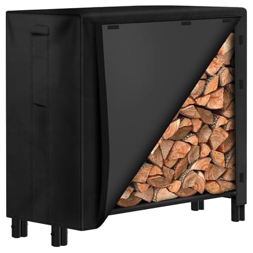 Amagabeli 4ft Firewood Log Rack with Cover Combo Set Waterproof Outdoor Log Holder for Fireplace Heavy Duty Wood Stacker Pit for Patio Logs Storage Steel Tubular Wood Pile Rack Tool Accessories Black