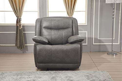 Betsy Furniture Bonded Leather Reclining Sofa Couch Set Living Room Set 8006 (Grey, Sofa+Loveseat+Recliner) #TOP3