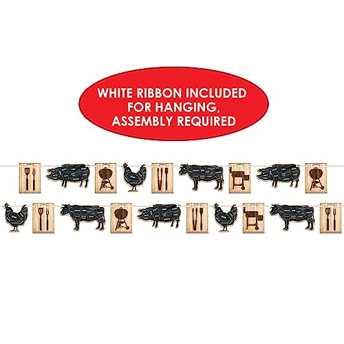Bannière de barbecue Beistle 3,6 m décorative marron pour fête - 4