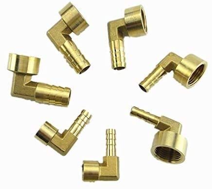 Accesorios roscados Conectores de tubería de latón Codo de montaje de tubería de manguera de latón 8 mm 10 mm 12 mm 14 mm 16 mm Cola de púas 1/4 "3/8" 1/2 "BSP Rosca hembra Conector de cobre Acoplado