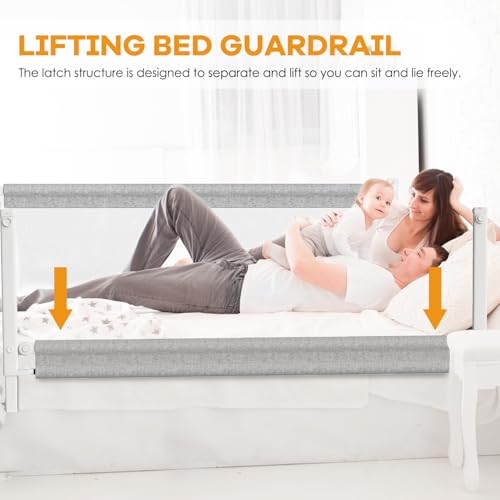 IKARE Bed Rail for Toddlers, New Upgraded Infants Safety Bed Guardrail with 28 Gears Adjustable Heights, Baby Bed Rail Guard for Queen, King Mattress (1 Side 74.8\" x 30\") - Thumbnail 5