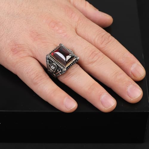 Bague rubis lion épée argent 925 contre ternissement - 2