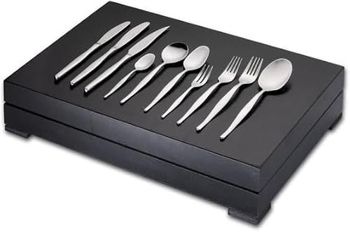 Eetrite Slimline Stainless Steel Steak Knives and Cake Forks Cutlery 112-Piece Set, Silver