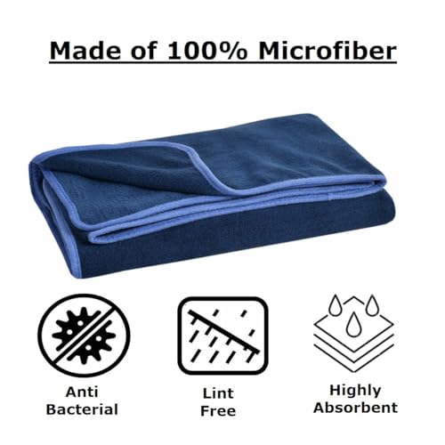 Image of Cotton Bolls Microfiber Large Bath Towel Quick Dry Super Soft Higly Absorbent Lint Free Towel for Bath for Men and Women, Travel, Gym, Beach, Pool, Yoga 70x140 CM Navy