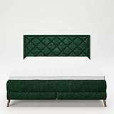 PLAYBOY Boxspringbett 180x200 aus Samtstoff mit Diamond Stitching, Kaltschaum-Topper, Härtegrad 2-3, 7-Zonen Taschenfederkernmatratze, Bonell-Federkern, Holzrahmen und Massivholzfüssen, grün/petrol