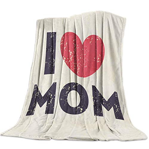 FGVBWE4R I Love Mom Manta Suave Manta de Regalo Sofá/Cama/Ropa de Cama de Viaje en avión Fácil de Llevar, 125x150cm Cover