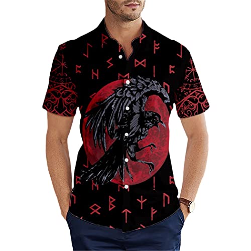 Chemise viking corbeau imprimé 3D décontractée style Harajuku pour vos soirées d'été