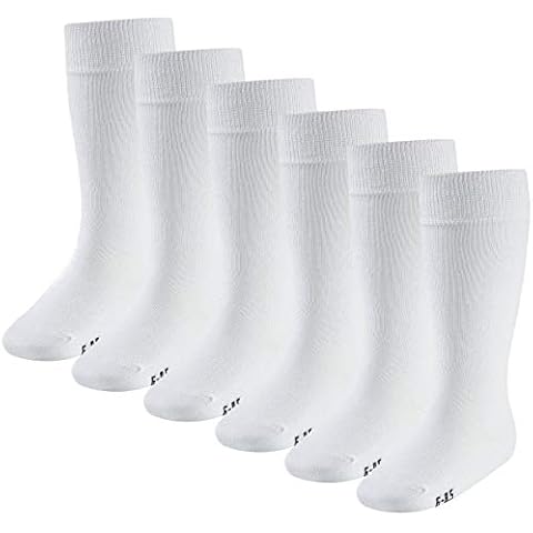 BANNER Girls Kids Knee High Socks Back to School Uniform 6Pairs Warm Cotton Rich, (2PK-WHITE, 4-7) Cover