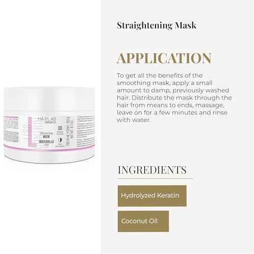 SALERM - Mascarilla Alisadora Pelo - Mascarilla Lisos Hair Lab - 250 ml - Alisado Perfecto para Cabello Rebelde - Queratina Hidrolizada y Aceite de Coco - Protector de Calor para el Pelo - Anti Frizz - imagen 4