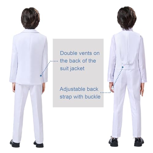 Image of Boy Suits 5 Pieces Formal Suit Set with Adjustable Waist Kids Dress Suit for Wedding Prom