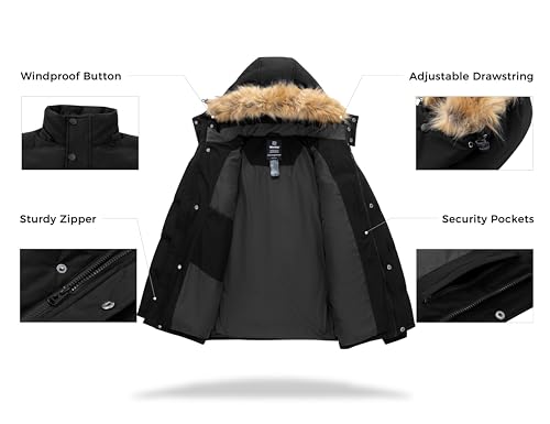 wantdo Men's Hooded Winter Coat Waterproof Puffer Jacket Warmth Winter Jacket4