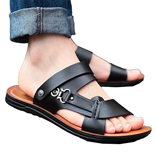 Men's Toe Sandals Fashion Beach Shoes Slippers Leather Sandals(43)