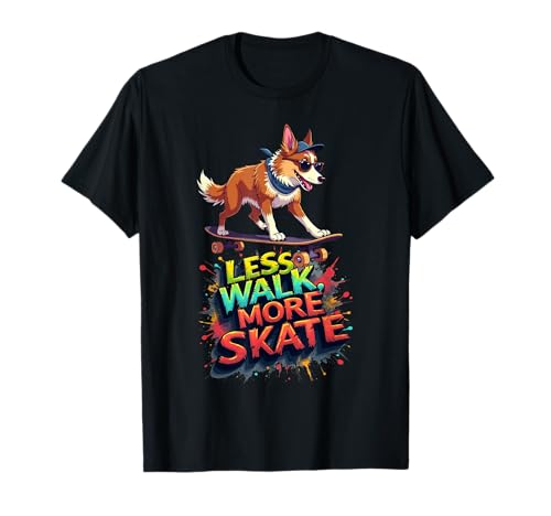 Divertido regalo de patineta para dueños de perros pastores australianos Camiseta