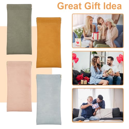 Image of Glasses Case Soft, 3 Pack Squeeze Top Sunglasses Case, 2025 New PU Leather Lightweight Eyeglass Cases For Women Men, Cosmetics And Jewelry Storage Bags