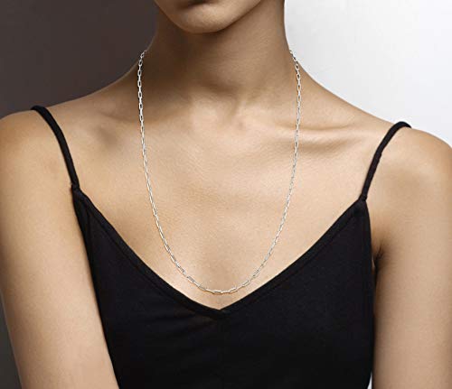 Image of Miabella Italian Solid 925 Sterling Silver, 18Kt Gold Plated 2.5mm Paperclip Link Chain Necklace for Women Men, Made in Italy
