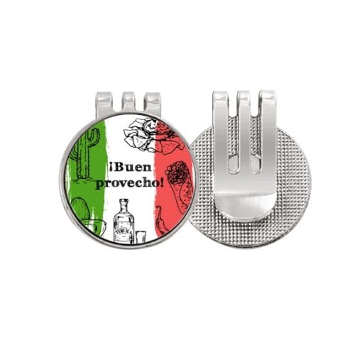 Clip chapeau avec marque-page de golf aimanté Mexique et motif cactus rond