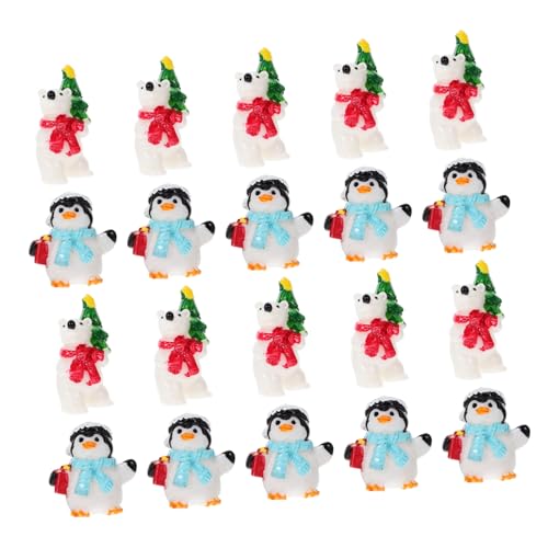 Totority DIY Micro Landscape 20pcs Resin Penguin Bear Christmas Ornaments Miniature Decor for Home Office
