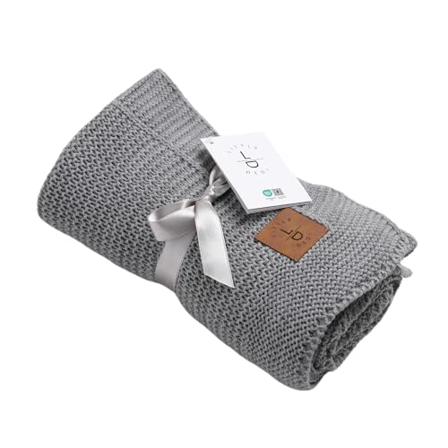Little Dedi Luxuriöse Babydecke Starlink Geburt für Mädchen & Jungen | Weiche Kuscheldecke, Ideal für Babyschale & Reisebett | Oekotex 100 (Grau)