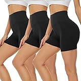 Gayhay 3er Pack Radlerhosen-Damen-Kurze Set Sport Leggings Shorts High Waist Gym Yoga Volleyball Lauf Biker Short Bauchweg Sommer Schwarze(DE 50-54)