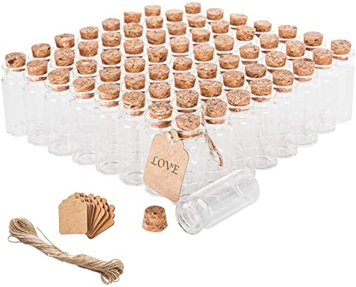 Image of Mini Clear Glass Wish Bottles with Cork Stopper, 1ml Mini Message Bottle, Tiny Glass Bottles With Wood Cork Empty Small Containers for Crafts & Decorations 4 cm Pack of (10)