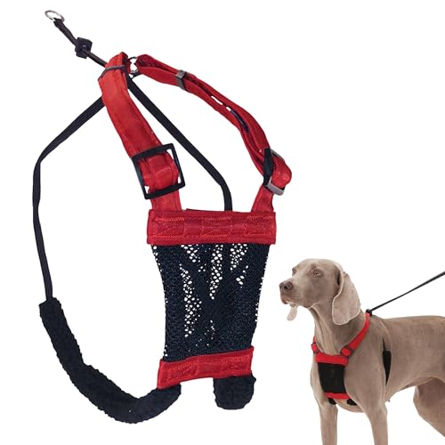 Image of Sporn No Pull Dog Harness, Durable Nylon Mesh Harness for Large Dogs, No Choke Design, Padded Restraint Sleeves, Adjustable Fit, Easy On /Off, Large /XL for Extra Large Breeds, Red