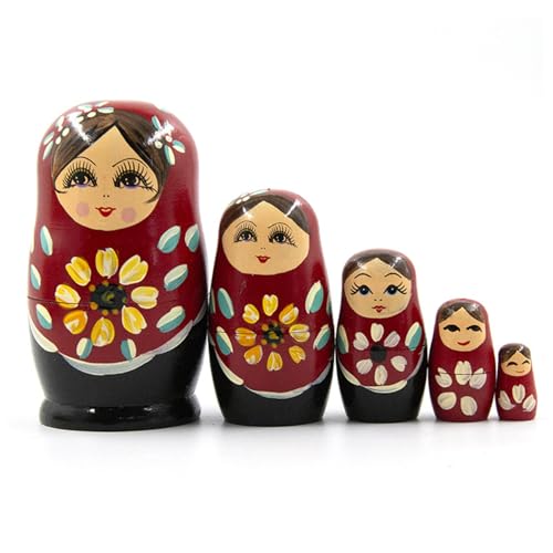 Xoeryoy 5Pcs/Set Nesting Dolls, Wooden Matryoshka Doll, Funny Russian Nesting Dolls Stacking Toys for Kids, Home Decoration