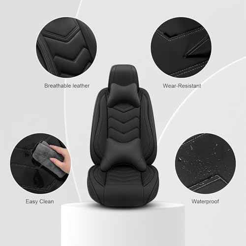 Image of Car Seat Cover for Jeep Wrangler 2000-2026, Seat Covers Full Set,Non-Slip Waterproof seat Cover,Wear-Resistant Nappa Leather car seat Covers. (Luxury 5 Seats /Pure Black)