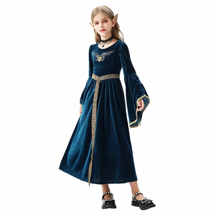 Vestito Elegante alla Moda per Ragazza Abito in Pizzo Spalline Colletto Quadrato A-Line Solid Color da Bambina Vestiti Festa Formali Dress Altalena