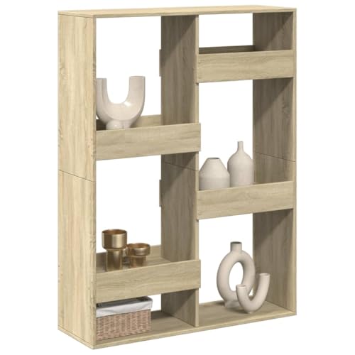 NQJIBUE Item-Separador de ambientes de roble Sonoma 100 x 33 x 135 cm, madera de ingeniería, estanterías, estanterías y estantes de pie