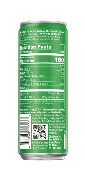 Image of Red Bull Green Edition Energy Drink, Dragon Fruit, with 114mg Caffeine plus Taurine & B Vitamins, 12 Fl Oz, 6 Packs of 4 Cans (Pack of 24)