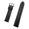 NewLife 20mm Black Genuine Leather Watchband | Heavy Shrunken Grain, Padded Replacement Watchstrap with Off-White Stitching that brings to Any Watch (Mens Standard Length)