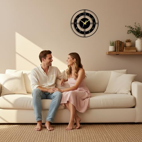 Image of Auromin Luxury Decorative Metal Wall Clock for Bedroom | Designer Big Size Wall Watches for Living Room, Dinning Room, Kitchen, Office | Aesthetic Unique WallClocks for Decoration