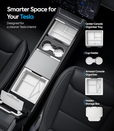 Image of Wigoo for 2026 Tesla Model Y /3 /YL Accessories Console Organizer 4PCS White