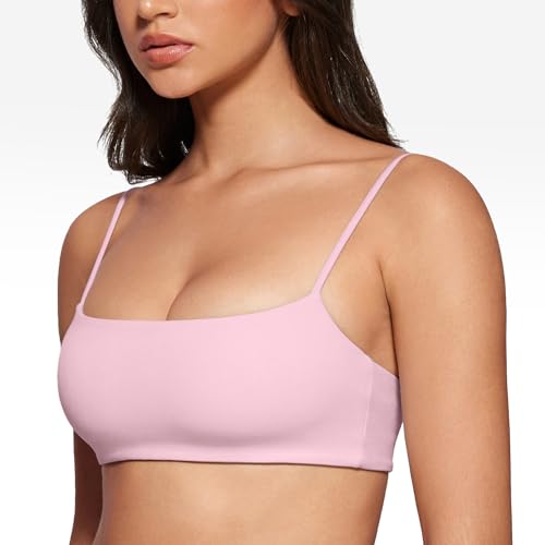 Women's Square Neck Sports Bra Spaghetti Strap Padded Cami Yoga Wireless Square Back Workout Bra Crop Top3