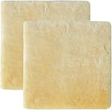 Set of 2, Natural Sheepskin for Bed Sores and Skin Irritation | 100% Real Medical Sheepskins with Non-Slip Back for Pain Relief and Discomfort, Wool Seat Pad, Natural, 17 in. x 17 in.