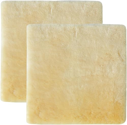 Set of 2 Natural Sheepskin for Bed Sores and Skin Irritation | 100% Real Medical Sheepskins with Non-Slip Back for Pain Relief and Discomfort Wool Seat Pad Natural 17 in. x 17 in.